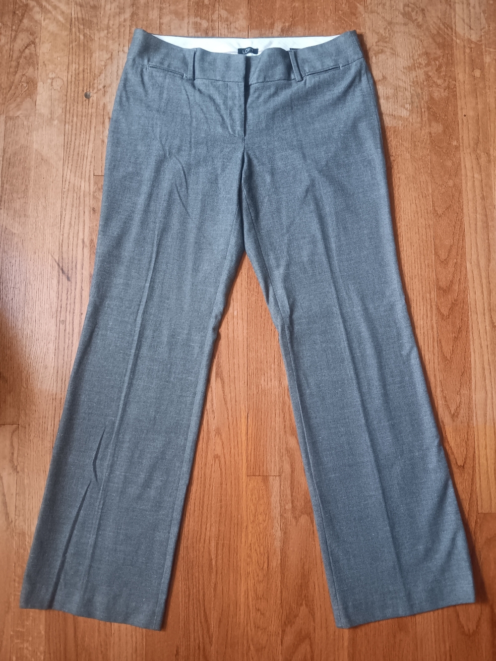 LOFT Marisa Trouser Medium Gray Wide Leg Professional Business Office Pants 10